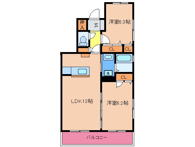 間取り図 マガ－ル２１Ａ
