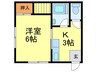 シャンプール春日 1Kの間取り