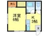 シャンプール春日 1Kの間取り