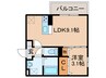 D-room東浜町 1LDKの間取り
