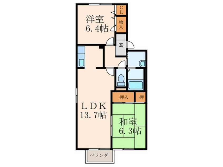 間取図 ヴィラコンフォート２B棟