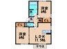 セレ－ネひびきの 2LDKの間取り