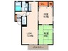 ピ－スガ－デン若園 2LDKの間取り