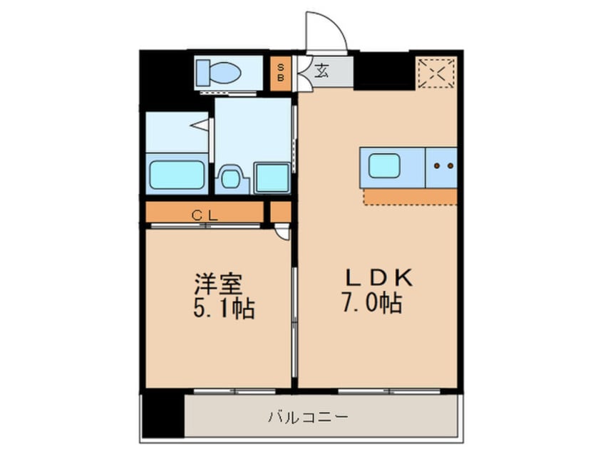 間取図 ｻｳﾞｫｲﾏｷｼﾏｲｽﾞ博多ｽﾃｰｼｮﾝ（1405）