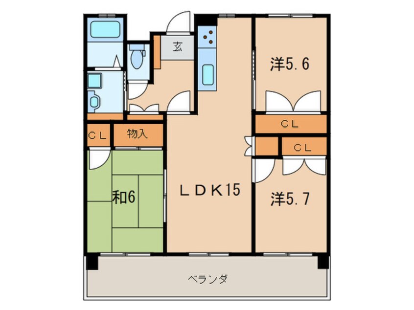 間取図 サルヴァトーレ東小倉(3LDK)