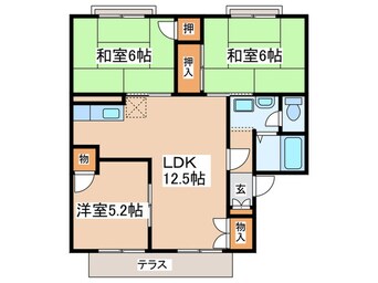 間取図 セジュ－ル・レスポワ－ルＡ