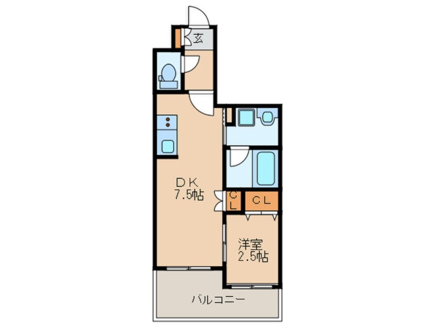 間取図 ｱｸﾀｽ薬院ﾃﾗｽ(1202)