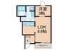 メゾングレイス上津 1LDKの間取り