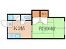 コーポ枝光 1Kの間取り