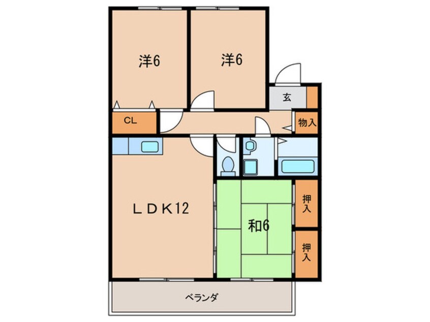 間取図 ニューセジュール緑ヶ丘B