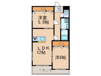 間取図 アンレ－ヴひびきの