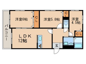 間取図 アンレ－ヴひびきの