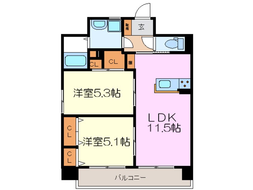 間取図 ｼｬｰﾒｿﾞﾝｸﾞﾗﾝﾄﾞｿﾚｲﾕ門司