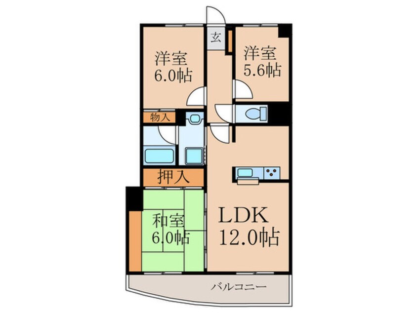 間取図 ﾒｿﾞﾝﾓﾝﾌﾞﾗﾝ企救丘･弐番館(706)