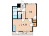 ヴィレッヂ皆好園壱番館 1LDKの間取り
