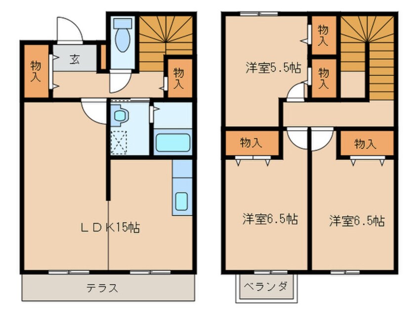 間取図 ﾘｰｽﾗﾝﾄﾞｻﾝﾌﾗﾜｰD棟