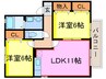 セジュ－ル岩瀬 2LDKの間取り