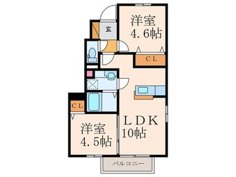 間取図 ﾒｿﾞﾝﾌﾟﾗﾝﾀﾆｴｰﾙ　ｷｬﾄﾙ