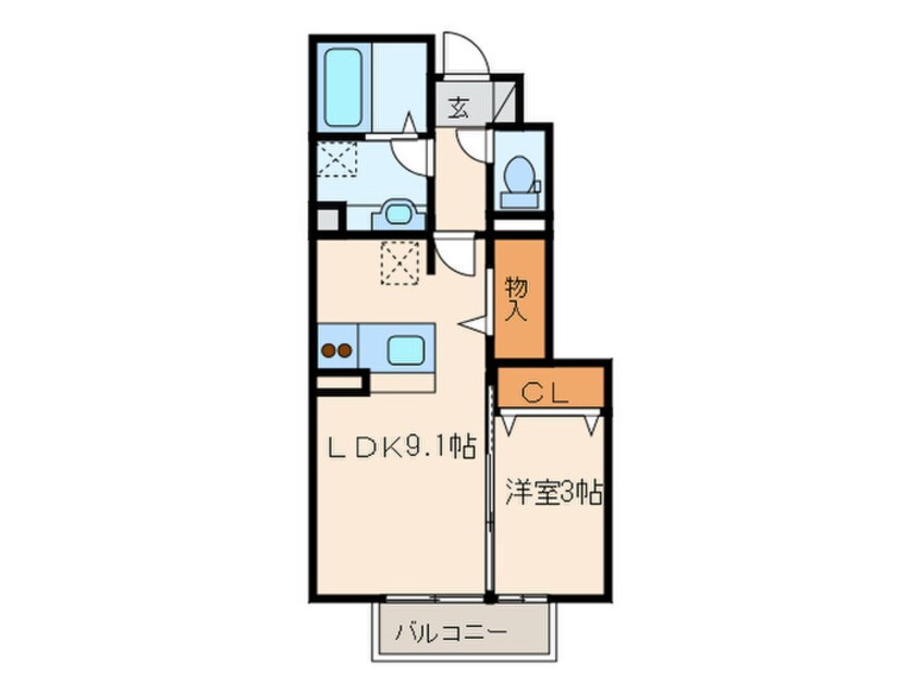 間取図 ﾒｿﾞﾝﾌﾟﾗﾝﾀﾆｴｰﾙ　ｷｬﾄﾙ