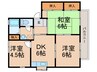 ディアスＢＥＮ芦屋 3DKの間取り