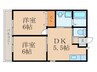 ボヌール則松 2DKの間取り