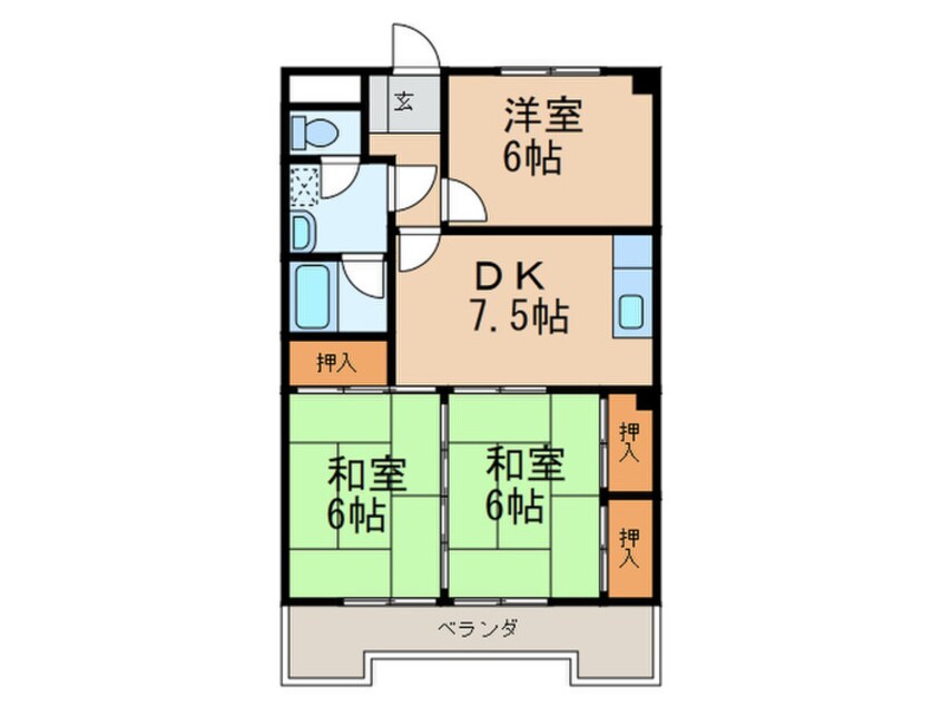 間取図 スカイパレスハラダ