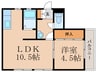 サンライズ谷口Ⅱ 1LDKの間取り