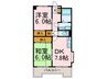 ハイラーク山王 2DKの間取り