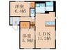 バリュージュ沓川 2LDKの間取り