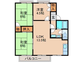 間取図 エクセルクロ－バ－Ｄ棟