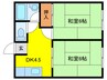 リバーサイドコーポＡ 2DKの間取り