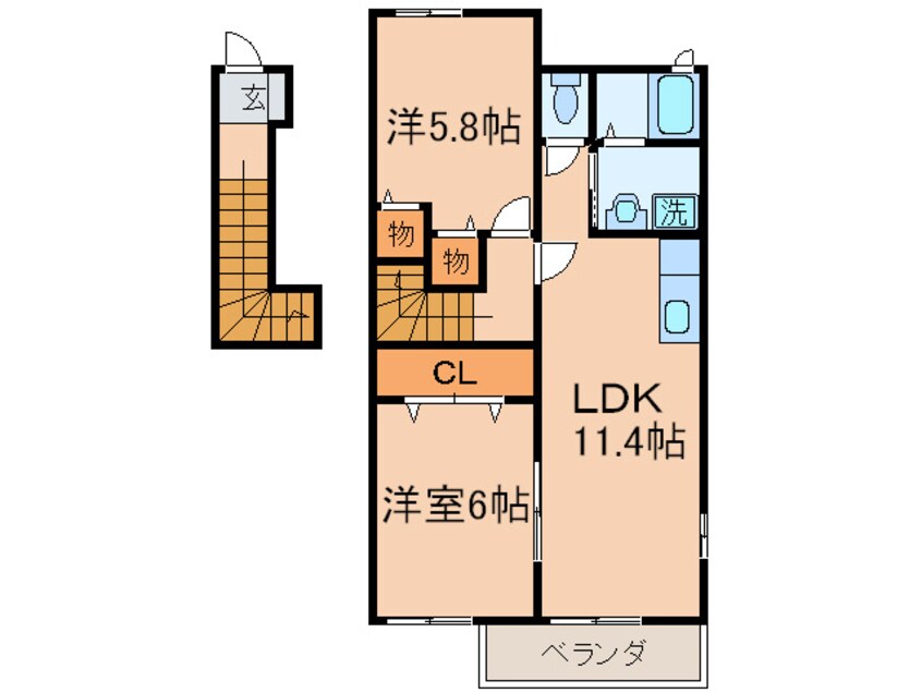 間取図 カ－サプラシ－ドＡ