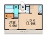 イオメール折尾A棟 1LDKの間取り