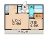 イオメール折尾B棟 1LDKの間取り