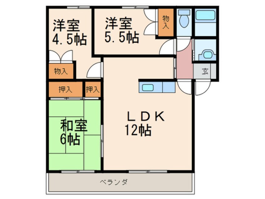 間取図 シャルマン咲くら坂Ｄ