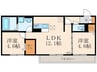 Ｃｌａｉｒｅ　ｃｏｕｒｔ 2LDKの間取り