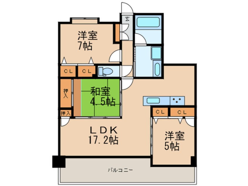 間取図 ｴｲﾘｯｸｽﾀｲﾙ大野城ｸｵﾘｱ(405)