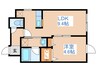 ブランノワ－ル中の島 1LDKの間取り