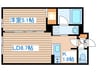 シエル琴似 1LDKの間取り