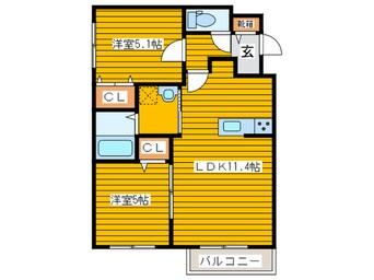 間取図 ロ－ズウッドナカノシマ