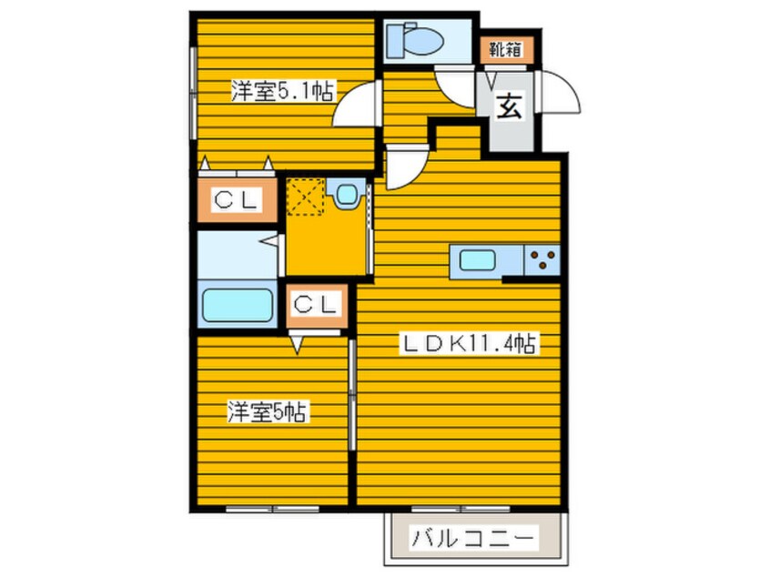 間取図 ロ－ズウッドナカノシマ