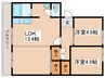 札幌西月寒団地6号棟 2LDKの間取り