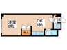 アビアシオン弐番館 1DKの間取り