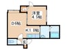 プ－デルハイム 1DKの間取り