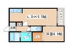 プランドール大地 1LDKの間取り