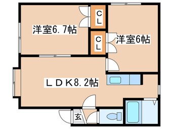 間取図 プリマベ－ラ西岡