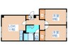 アルファコスモ伏古公園 2LDKの間取り