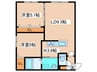 Encore北27条 2LDKの間取り