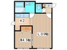セレッソ北円山 1LDKの間取り