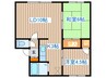 暁荘ＮＯ２ 2LDKの間取り